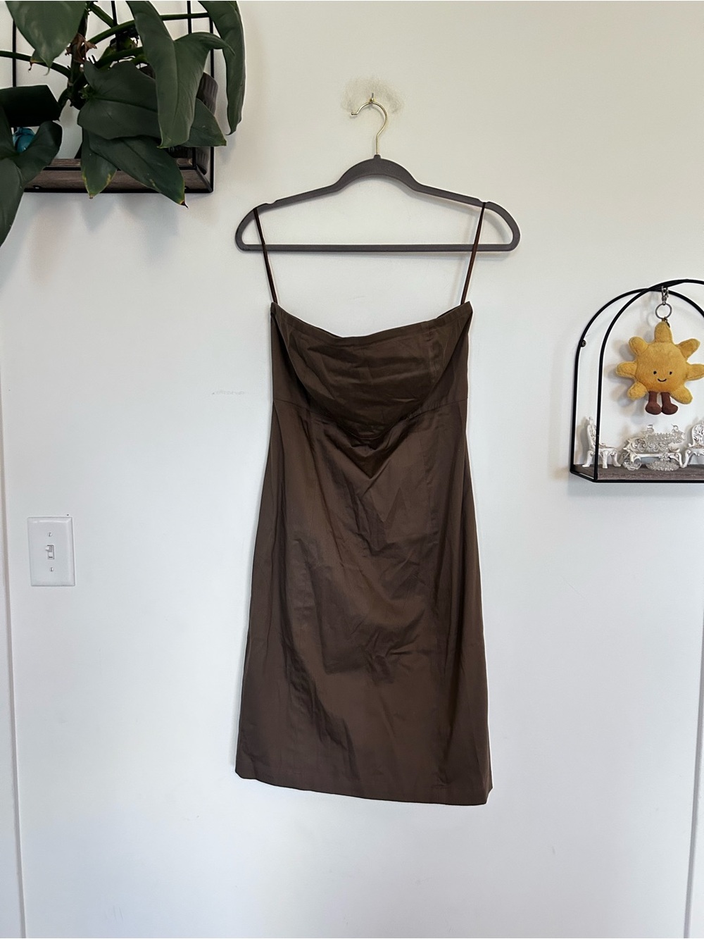 NWT Vintage 2002 Y2K Gap Brown Strapless Cotton Dress Size 6